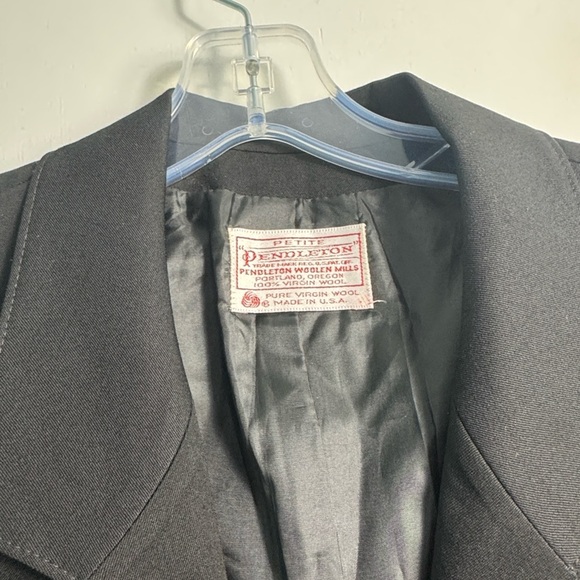 Vintage Pendleton Black One Button Virgin Wool Blazer Women Size 10 - Picture 2 of 8